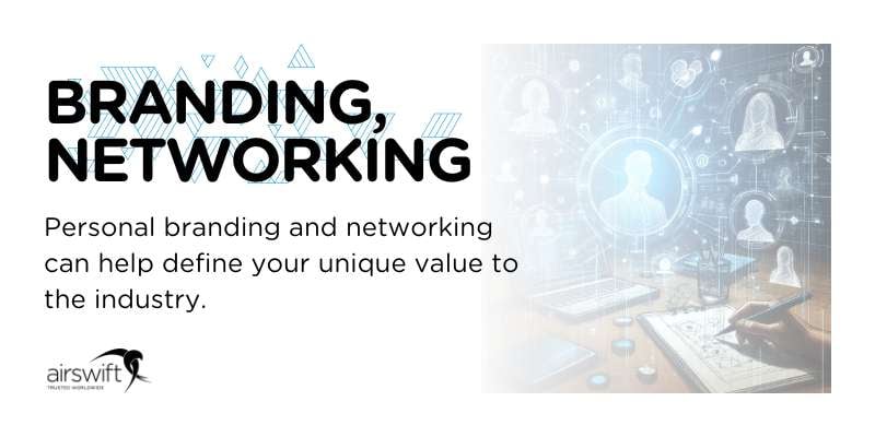 Networking icons and avatar with text Branding, Networking